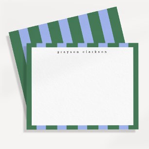 Preppy Green and Periwinkle Border Note Card