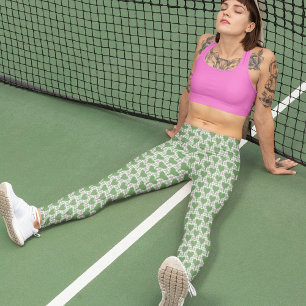 Preppy Green and Pink Gingham Pickleball Leggings