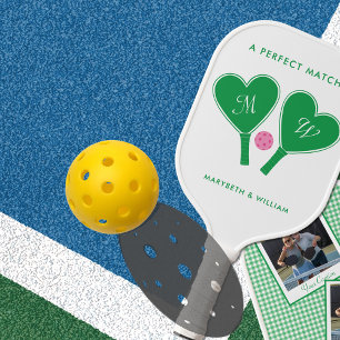 Preppy Green and Pink Personalised with Photos Pickleball Paddle