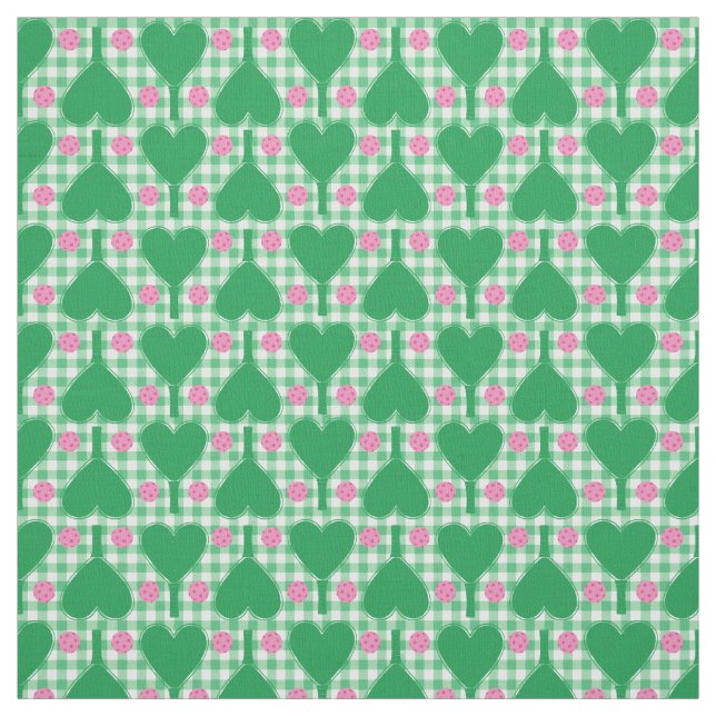 Preppy Green and Pink Wedding Pickleball Fabric (Swatch)