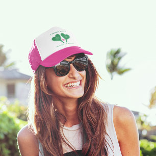 Preppy Green and Pink Wedding Pickleball Trucker Hat