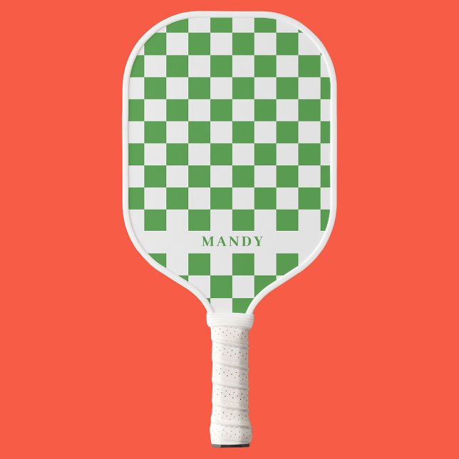 Preppy Green and White Checkerboard Custom Name Pickleball Paddle (Preppy Green and White Checkerboard Custom Name Pickleball Paddle
)