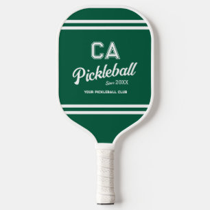 Preppy Green Pickleball Club Custom Crest Party Paddle
