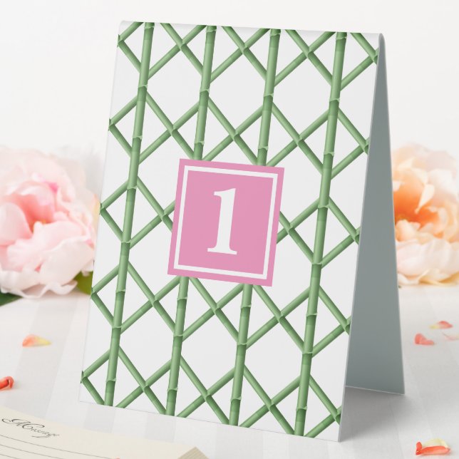 Preppy Green Trellis Bamboo Pattern Number (In SItu (Wedding))