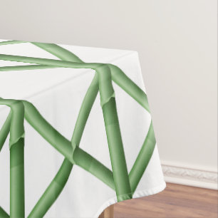 Preppy Green Trellis Bamboo Pattern  Tablecloth