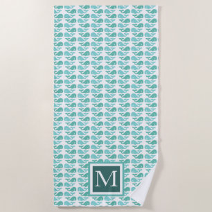 Preppy Green Whale ⎥ Monogram Beach Towel