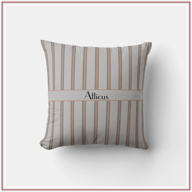 Preppy Grey and Red Striped Cushion (Creator Uploaded)