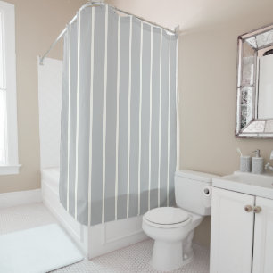 Preppy Grey and White Striped Geometric Pattern Shower Curtain