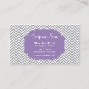 Preppy Grey Soft Purple Chevron Pattern Business Card