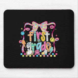 Preppy Groovy First Grade Back To School Coquette Mouse Pad
