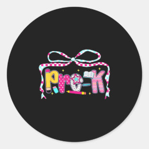 Preppy Groovy Pre-k Coquette Bow Back To School Classic Round Sticker