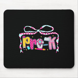 Preppy Groovy Pre-k Coquette Bow Back To School Mouse Pad