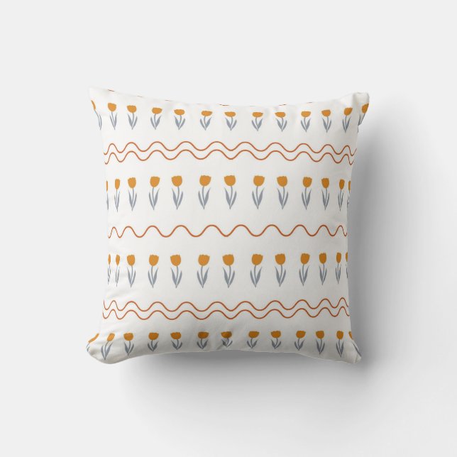 Preppy Groovy Stripe Tulip Flower Pattern  Cushion (Front)