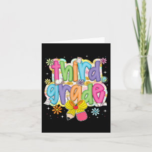 Preppy Groovy Third Grade Back To School Coquette Card