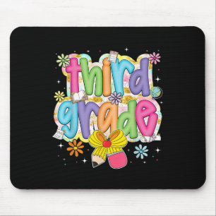 Preppy Groovy Third Grade Back To School Coquette Mouse Pad