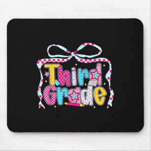 Preppy Groovy Third Grade Coquette Bow Back To Sch Mouse Pad