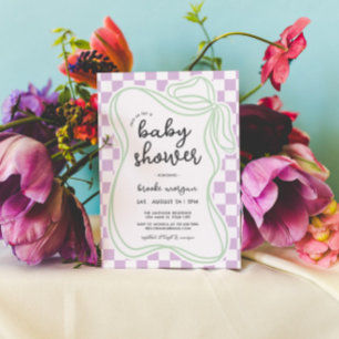 Preppy Hand Drawn Bow Gender Neutral Baby Shower Invitation