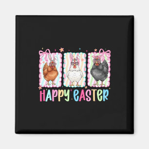 Preppy Happy Easter Chicken Coquette Bow Cute Farm Magnet
