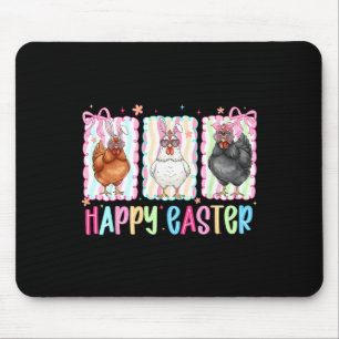 Preppy Happy Easter Chicken Coquette Bow Cute Farm Mouse Pad