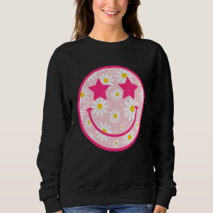 Preppy Happy Face Daisy Flower Smile Face Trendy Sweatshirt