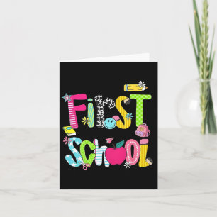 Preppy Happy First Day Of School Teacher Girl Back Card