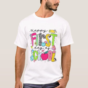 Preppy Happy First Day Of School Teacher Girl Back T-Shirt
