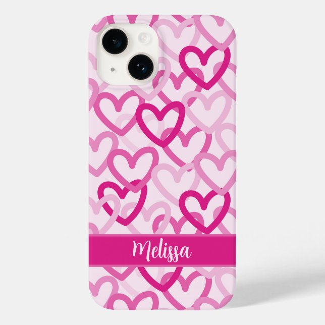 Preppy Hearts Pink Case-Mate iPhone Case (Back)
