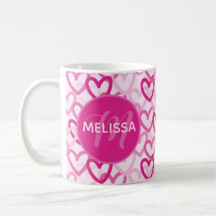 Preppy Hearts Pink Coffee Mug