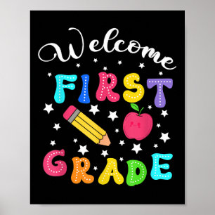 Preppy Hello 1st Grade For First Day Back To Schoo Poster