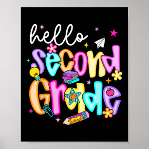 Preppy Hello 2nd Grade Back To School Teachers Stu Poster