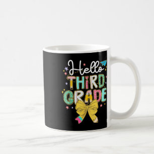 Preppy Hello 3rd Grade Teacher Coquette Bow Back T Coffee Mug