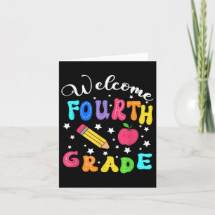 Preppy Hello 4th Grade For First Day Back To Schoo Card