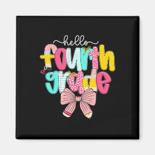 Preppy Hello 4th Grade Teacher Coquette Bow Byck T Magnet