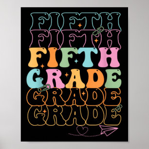 Preppy Hello 5th Grade For First Day Back To Schoo Poster