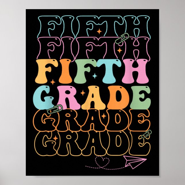 Preppy Hello 5th Grade For First Day Back To Schoo Poster (Front)