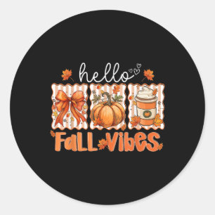 Preppy Hello Fall Vibes Coquette Latte Pumpkin Tha Classic Round Sticker