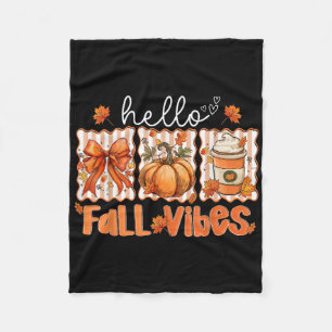 Preppy Hello Fall Vibes Coquette Latte Pumpkin Tha Fleece Blanket