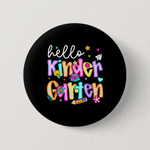 Preppy Hello Kindergarten Back To School Teachers  6 Cm Round Badge