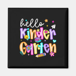 Preppy Hello Kindergarten Back To School Teachers Magnet