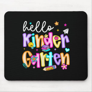 Preppy Hello Kindergarten Back To School Teachers Mouse Pad
