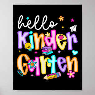 Preppy Hello Kindergarten Back To School Teachers Poster