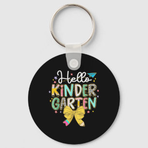Preppy Hello Kindergarten Teacher Coquette Back To Key Ring