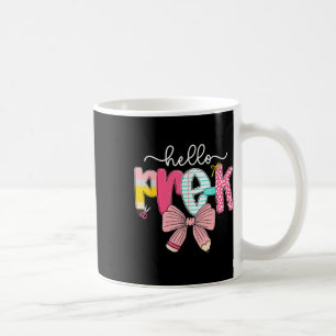 Preppy Hello Preschool Teacher Coquette Bow Back T Coffee Mug