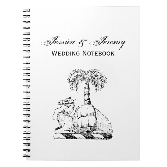 Preppy Heraldic Camel Palm Tree Coat of Arms Notebook (Front)