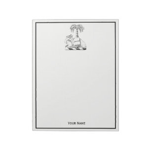 Preppy Heraldic Camel Palm Tree Coat of Arms Notepad