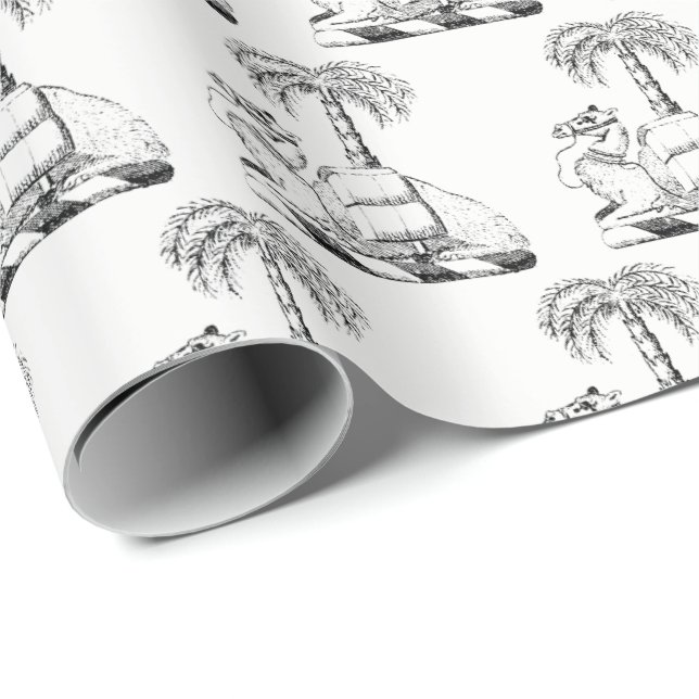 Preppy Heraldic Camel Palm Tree Coat of Arms Wrapping Paper (Roll Corner)
