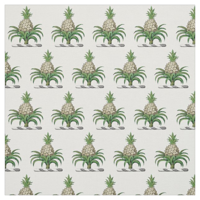Preppy Heraldic Pineapple Coat of Arms Crest Fabric (Swatch)