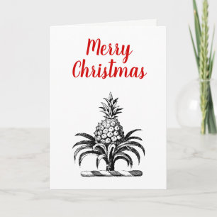 Preppy Heraldic Pineapple Coat of Arms Crest Holiday Card