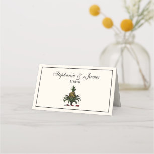 Preppy Heraldic Pineapple Crest Colour RWT Place Card