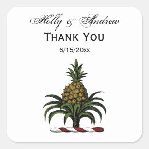 Preppy Heraldic Pineapple Crest Colour RWT Square Sticker